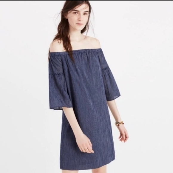Madewell Off the Shoulder Bell Sleeve Dress - Picture 2 of 13